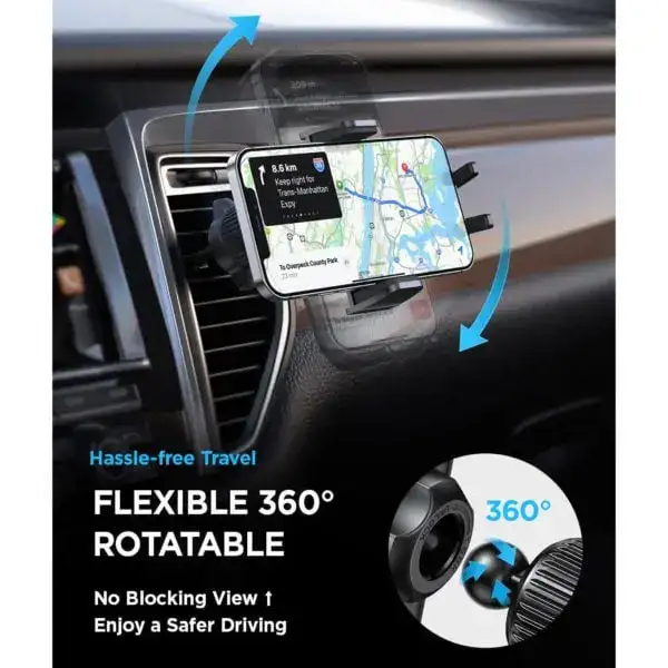 Close-up of phone mount clamp